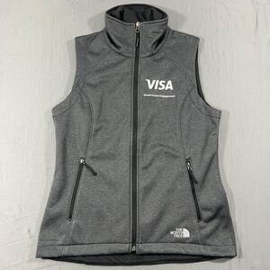 The North Face WindWall Vest Womens Small Gray Full Zip Soft Shell Visa Logo